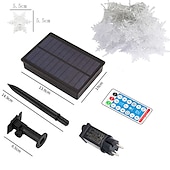 お買い得  プラグイン式電源-クリスマススノーフレークストリングライト屋外ソーラー8モード5m 216led 3.5m 96ledリモコン太陽エネルギー24vプラグインストリングライトledガーランドカーテンフェアリーストリングライト庭の軒先パーティーの装飾用