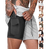 cheap Mens Active Shorts-Men&#039;s Sports Outdoor Athletic Breathable Quick Dry Moisture Wicking 2 in 1 with Phone Pocket Liner Solid Colored Activewear Dark Grey Black Stretchy