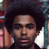 voordelige Herenpruiken-afro pruik mannen voor zwarte mannen menselijk haar afro zwart haar pruik 70&#039;s 80&#039;s disco rocker kostuum pruiken met gratis pruik cap braziliaanse virgin human hair