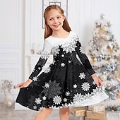 Lasten tyttöjen joulumekko mekko lumihiutalemekko lumihiutale pitkähihainen joululahjat rento pyöreä kaula-aukko ihana päivittäinen polyesteri polven yläpuolella oleva arkimekko kelluva mekko A-linjainen mekko syksy talvi 4-12 vuotta halpa Lasten joulumekot-Lasten tyttöjen joulumekko mekko lumihiutalemekko lumihiutale pitkähihainen joululahjat rento pyöreä kaula-aukko ihana päivittäinen polyesteri polven yläpuolella oleva arkimekko kelluva mekko A-linjainen mekko syksy talvi 4-12 vuotta