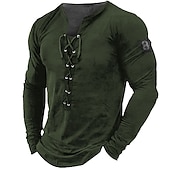 voordelige Vintage T-shirts-Voor heren T-shirt T-shirts Grafisch Nummer Kraag Kleding 3D-afdrukken Buiten Dagelijks Lange mouw Veters Afdrukken Ontwerper Stijlvol Vintage Basic