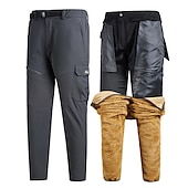 preiswerte Unterteile-Herren Wasserdichte Wanderhose Fleece-gefütterte Hose Softshellhosen Winter Außen Regular Fit warm Fleece-Futter Abnehmbares Vlies Atmungsaktiv Hosen / Regenhose Unten Dunkelgrau Schwarz / Orange