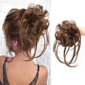 abordables Chignons-chignon ébouriffé chignon désordonné extensions de chignon avec élastique élastique queue de cheval chouchous pour femme (mélange brun blond clair)