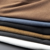 cheap Basic T shirts-Men&#039;s Turtleneck shirt Long Sleeve Shirt Long Sleeve Crew Neck Spring &amp;  Fall Plain Fashion Casual Comfortable Street Holiday Going out Black White Blue Top Tee for Men