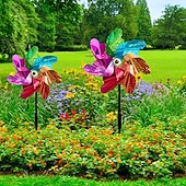 economico paletti decorativi da giardino-2 pezzi repellente per uccelli girandola per mulino a vento fai da te uccelli deterrente girandole d&#039;argento per la decorazione del giardino esterno del giardino