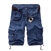 baratos Clássico-Homens Bermuda Cargo Calção Shorts de Trilha Bolsos Tecido Conforto Respirável Comprimento do joelho Trabalho Casual Diário Moda Roupa de rua Exército verde açafrão