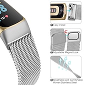 billiga Fitbit klockband-Smart Watch-band Kompatibel med Fitbit Charge 5 Rostfritt stål Smart klocka Rem Elastisk Magnetlås Milanesisk loop Ersättning Armband
