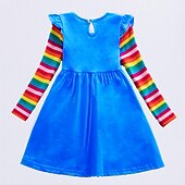 preiswerte Kleider mit Einhornmotiv-Kinder Wenig Mädchen Kleid Einhorn Regenbogen Blume Tier T Shirt Kleid Zeichentrickfilm Mit Taschen Druck Blau Gelb Fuchsie Übers Knie Langarm Aktiv Freizeit Kleider Normale Passform 2-8 Jahre