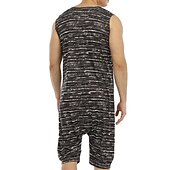 levne Pyžama-Pánské Společenské oblečení Pyžamo Onesie Čistá barva Módní Jednoduchý Pohodlné Domů Denní Polyester Prodyšné Tričkový Bez rukávů Kapsy Léto Červenočerná Černá