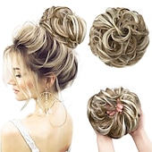 cheap Chignons-Messy Hair Buns Hair Piece Curly Hair Scrunchies for Women Girls Hairpieces Wavy Donut Hair Pieces Hair Bun Updo Hair Chignons