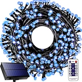 olcso Napelemes-vízálló napelemes karácsonyi lámpák - 30-100m, 300-800 led fényfüzér távirányítóval és 8 üzemmóddal karácsonyfa és kert dekorációhoz