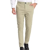 cheap Chinos-Men&#039;s Trousers Chinos Jogger Pants Pocket Straight Leg Stripe Comfort Daily Holiday Going out Fashion Classic Black Blue Micro-elastic