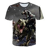 halpa Poikien 3D Eläimet-Lapset Poikien T-paita Tee Eläin Dinosaurus Lyhythihainen Crewneck Lasten toppi Kausaliteetti Tyylikäs Päivittäin Kesä Moniväri 3-12 vuotta