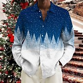 Christmas Men's Christmas Scene Printed Shirts Shirts Tree Graphic Prints Turndown Black Blue 3D Print Street Long Sleeve Button-Down Print Clothing Apparel Fashion Designer Casual4