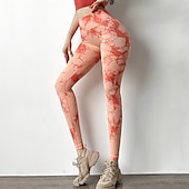 olcso Jóga leggings és harisnyanadrág-Női Jóga nadrág Alakformáló Varrás nélküli Hasformáló Alakformáló Magas derék Jóga Fitnesz Edzőterem edzés Harisnyanadrág Leggingek Alsók Batikolt Sárga Rózsaszín Kék Spandex Ősz Tél Sport