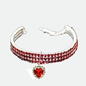 cheap Cat Collars, Harnesses &amp; Leashes-2 Pcs Pearls Diamond Pet Cat Dog Necklace Collar Jewelry with Bling Rhinestones for Pets Cats Small Dogs Female Puppy Chihuahua Yorkies Girl Costume Outfits Adjustable