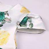 levne Párty šaty-Děti Dívčí Šaty Šaty na párty Květiny Krátký rukáv Výkon Křtinové šaty Kravatový uzel Princeznovské Polyester Midi Šaty na párty Léto Jaro 3-10 let Bordó Více barev Barva modrá