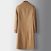 billiga Trenchcoat för män-Herr Vinterkappa Yllekappa Peacoat Dagliga kläder Semester Höst Vinter POLY Håller värmen Utomhus Ytterkläder Kläder Mode Uppvärmning Solid färg Ficka Nedvikt Dubbelknäppt
