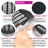 economico parrucca più vecchia-parrucca grigia ombre parrucca taglio pixie con frangia per donne bianche parrucca capelli ricci sintetici grigio chiaro ombre parrucche corte donna parrucca pixie grigia per donne capelli sintetici a