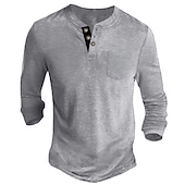preiswerte Lässiges Henley-T-Shirt-Herren Henley Shirt Tee langarmshirt Glatt Henley Casual Festtage Langarm Button-Down Bekleidung Baumwollmischung Modisch Designer Komfortabel Essential