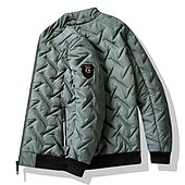 economico Piumini e parka da uomo-Per uomo Piumino Giacca bomber Giacca trapuntata Zip intera Informale Da tutti i giorni Standard Casual quotidiano Di moda Antivento Tenere al caldo Autunno Inverno Righe e Plaid Nero Verde chiaro