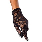 baratos Luvas de Casamento-Renda Até o Pulso Luva Elegante / De Renda Com Cor Pura Luvas de Festa / Casamento