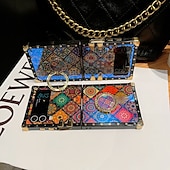 cheap Samsung Cases-Phone Case For Samsung Galaxy Z Flip 5 Z Flip 4 Z Flip 3 Handbag Purse Flip Flip with Adjustable  Neck Strap Kickstand Butterfly PC