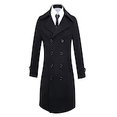 billiga Trenchcoat för män-Vinterkappa Rock Peacoat Trenchcoat Företag Ledigt Höst Vinter 95% polyester 5% bomull Ytterkläder Kläder Hakslag