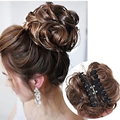 ieftine Meșe-Coc de păr dezordonat postă de păr pentru femei clip în gheare piese de păr chignon sintetice extensii de coc de păr ciufulit super lung ciufulite ondulate posturi ondulate pentru uzura zilnică