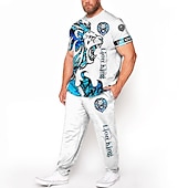 abordables Conjuntos de camisetas estampadas para hombre-Hombre Animal León Impresión 3D 2 piezas Conjuntos de camisetas Conjuntos a juego Manga Corta Pantalones largos Cuello Barco Moda Ropa de calle Casual Exterior Diario Deportes Impresión 3D Primavera