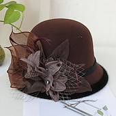 economico Cappelli per feste-kentucky cappello derby autunnale cappelli da sposa piume artificiali misto poli/cotone bombetta/cloche cappello alla pescatora cappello fedora casual vacanza stile vintage elegante con applicazioni