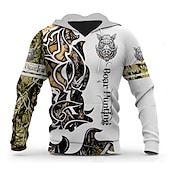 economico Pattern 3D-Per uomo Grafico Animale Blocco di colori Felpa con Cappuccio Felpe con cappuccio Felpa Streetwear Designer Casual Grande e Alto Manica Lunga Con Cappuccio Sport &amp; Outdoor Quotidiano Rosa Rosso Verde