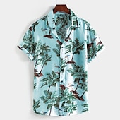 preiswerte Tropische Pflanzen-Herren Kokosnussbaum Palme Tropische Pflanzen Hemd Hawaiihemd Sommerhemd Aloha-Shirt Kurzarm Hemd Kragen Hawaiianisch Designer Brautkleider schlicht Outdoor Strasse Täglich Weiß Hellgrün Rosa S M L