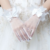 abordables Gants de Mariage-Tulle Longueur Poignet Gant Style vintage / Elégant Avec Noeud(s) Gants de Mariage / Fête