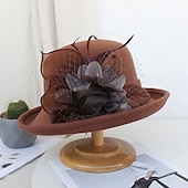 economico Cappelli per feste-cappelli piuma artificiale poli / misto cotone bombetta / cappello a cloche autunno cappello da pescatore da sposa cappello fedora kentucky derby cocktail royal astcot stile vintage con copricapo di