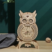 cheap Jigsaw Puzzles-3D Wooden Puzzle For Adults Owl Clock Model Kit Desk Clock Home Decor Unique Gift For Kids On Birthday/Festival Day