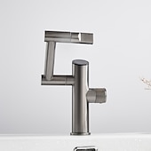 abordables Robinets de lavabo-Robinet de lavabo de salle de bain, robinet de lavabo multifonction à affichage numérique, robinet de bain rotatif à un trou en laiton (blanc/gris pistolet/noir)