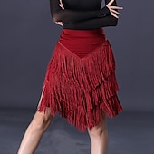 voordelige Latin danskleding-Latijnse dans Rokken Kwastje Ruches Pure Kleur Dames Prestatie Opleiding Hoog Polyester