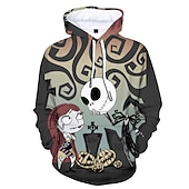 levne Mikiny s kapucí-Jack Skellington Kapuce Animák Manga Anime 3D Přední kapsa Grafika Pro Pro páry Pánské Dámské Dospělé 3D tisk Běžné / Denní