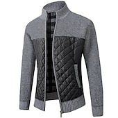cheap Men&#039;s Cardigan Sweater-Men&#039;s Cardigan Sweater Zip Sweater Sweater Jacket Fleece Sweater Knit Zipper Color Block Stand Collar Stylish Modern Contemporary Casual Holiday Clothing Apparel Fall Winter Black Burgundy S M L