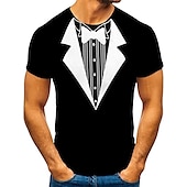 cheap 3D T shirts-Men&#039;s Graphic Tee Tuxedo Shirts Short Sleeve T shirt 3D Print Round Neck Shirt Exaggerated Basic Daily Black White Yellow Clothing Apparel Normal S M L XL XXL 3XL 4XL