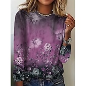 ieftine Tricou cu animale-tricou damă vintage de bază imprimeu fluture mânecă lungă topuri obișnuite gât rotund weekend zilnic roz albastru violet maro verde toamnă &amp;amp; iarnă