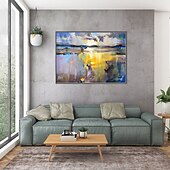 abordables Peintures Abstraites-Peinture à l&#039;huile Hang-peint Peint à la main Panoramique horizontal Abstrait Paysage Moderne Toile roulée (sans cadre)