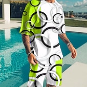 cheap Men&#039;s Printed Tees sets-Men&#039;s Color Block Graphic Prints 2pcs Tees sets Matching Sets Short Sleeve Short Pants Crew Neck Basic Classic Comfortable Outdoor Street Daily 3D Print Summer Spring Yellow Red Blue