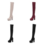 cheap Platform Boots-Women&#039;s Black Over-the-Knee Platform High Heel Boots with Side Zipper, Sexy Gothic Style for Night Out and Party Wear