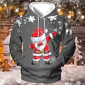 billiga Jultomtens outfit-jul jultomten för män 3d huvtröjor unisex tröja gul röd kungsblå blå grön huva jultomten grafiska tryck print dagliga sport 3d print designer ledig stor och lång vår &amp;amp;  falla