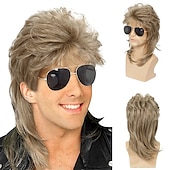 billiga Herrperuker-mullet peruk för män 70-tal 80-talskostym snygg festperuk lång blond lockig punk rockerperuk syntetiska kostymer peruker för manliga killar