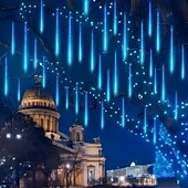 economico Plug in elettrico-3 pack luci della stringa della pioggia della pioggia di meteore all&#039;aperto 50cm 100-240v 24 tubi luci della stringa del led impermeabili per la decorazione della festa nuziale di natale per gli alberi di natale decorazione di halloween matrimonio di fest