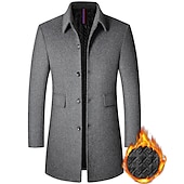 preiswerte Herren-Blazer &amp; -Anzüge-Herren Wintermantel Wollmantel Mantel Urlaub Geschäft Winter Wolle warm Draussen Oberbekleidung Bekleidung Modisch Warm-Ups Einfarbig Tasche Kargen Einreihiger Verschluss