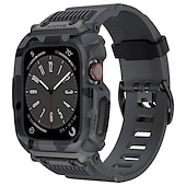 זול להקות Apple Watch-מגן צבאי מותאם ל רצועת השעון של Apple Watch מתכוונן נושם סיליקוןריצה רצועת שעון חלופית ל Series 6 / SE / 5/4 44mm Apple Watch Series 8 Apple Watch סדרה 1